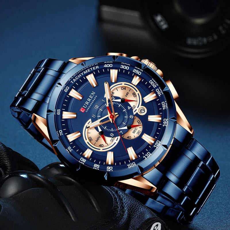 Curren 3 Cadrans Chronographe Montre-Bracelet De Luxe