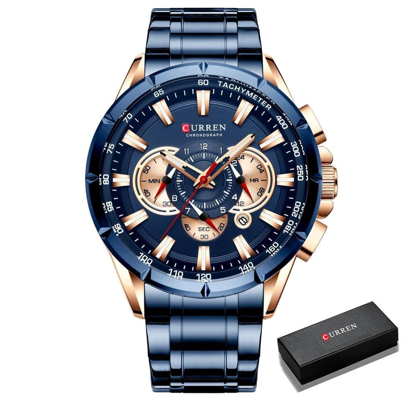 Curren 3 Cadrans Chronographe Montre-Bracelet De Luxe