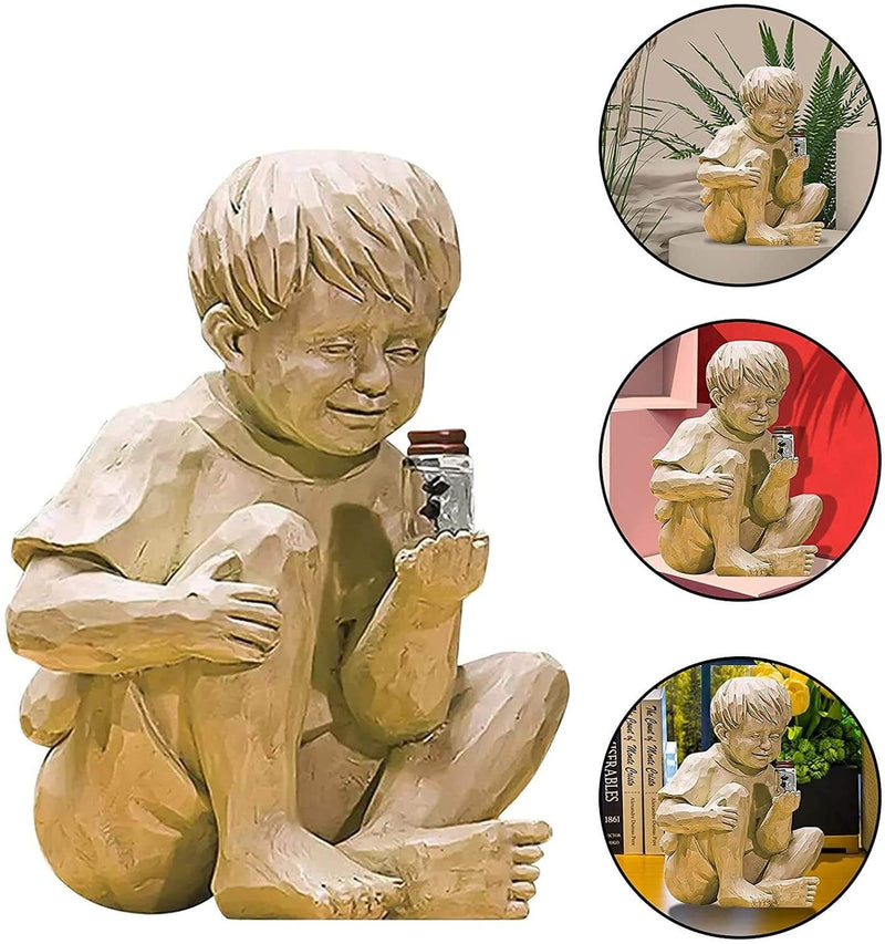 Enfants Avec Lucioles Solaires Statues De Jardin
