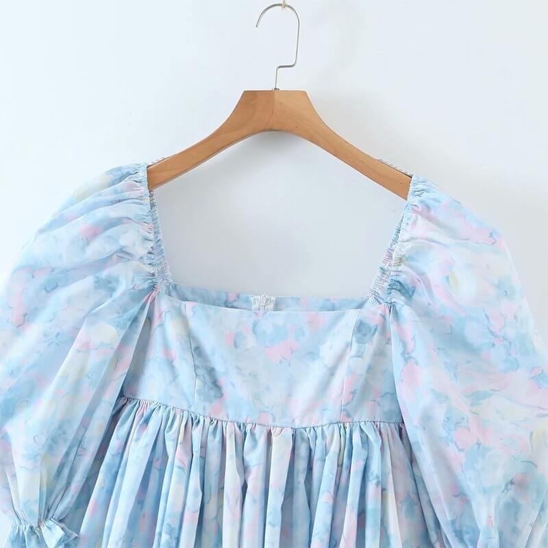 Mini Robe À Manches Bouffantes